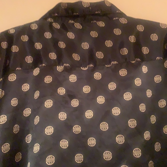 MEN'S ROBERT LOUIS BLACK PAJAMA SHIRT TOP SILK & POLYESTER - Picture 6 of 11